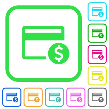 Doları kredi kartı canlı renkli düz simgeler beyaz arka plan üzerinde eğri sınırları içinde