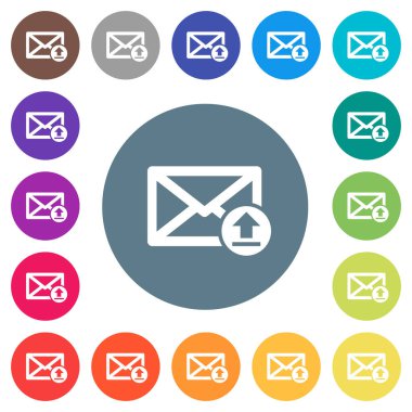 E-posta düz beyaz simgeler yuvarlak renkli arka planlar üzerinde gönderme. 17 arka plan renk değişimleri dahil.