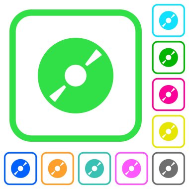 DVD disk canlı renkli düz simgeler beyaz arka plan üzerinde eğri sınırları içinde