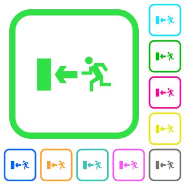 Çıkış işareti canlı renkli düz simgeler beyaz arka plan üzerinde eğri sınırları içinde