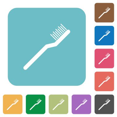 Diş fırçası beyaz düz simgeler renk üzerinde yuvarlak kare arka planlar