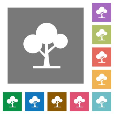 Yapraklı ağaç düz simgeler basit renkli kare arka planlar