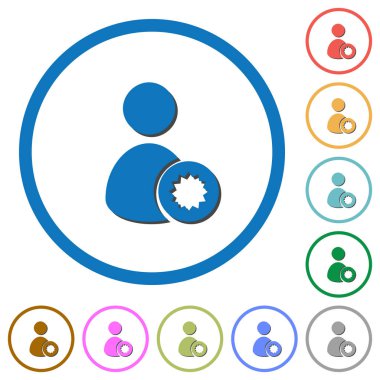 Kullanıcı düz renk vektör simgeleri beyaz arka plan üzerinde yuvarlak özetliyor gölgelerde ile sertifikalı