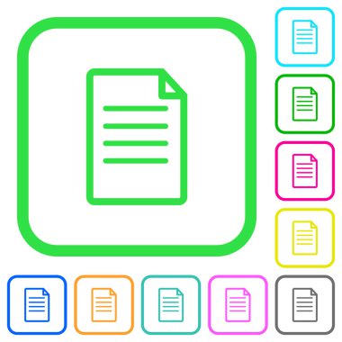 Beyaz arka plan üzerinde eğri sınırları içinde düz simgeler tek belge canlı renkte