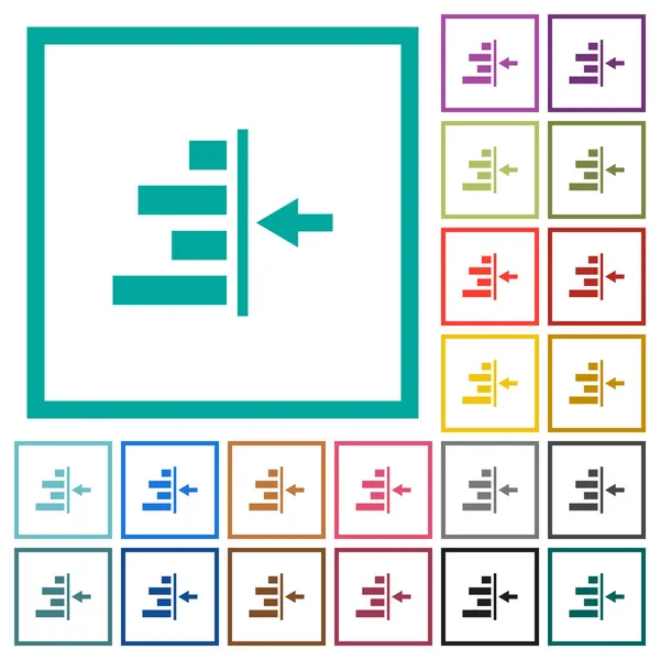 Aumente Sangría Derecha Los Iconos Color Plano Contenido Con Marcos — Archivo Imágenes Vectoriales