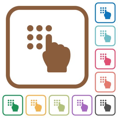 Güvenlik kodu basit simgeler renkte yazarak yuvarlak kare kare beyaz arka plan üzerinde