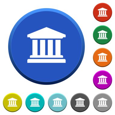 Üniversite yuvarlak renk eğimli düğmeleri ile pürüzsüz yüzeylerde ve düz beyaz simgeler