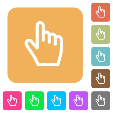 Yuvarlatılmış kare canlı renkli arka planlar üzerinde imleç düz simgeler el.