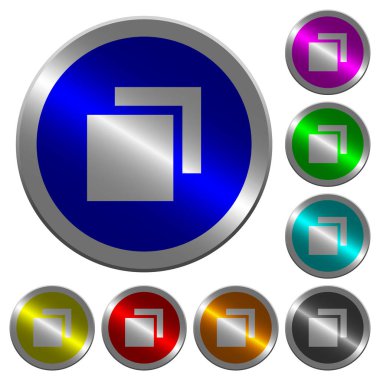 Yuvarlak çakışan öğeler simgeler parlak sikke benzeri renk çelik düğmeleri