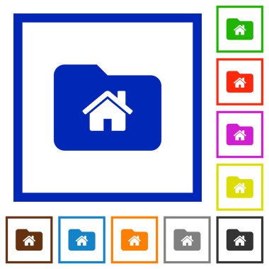 Kare kare beyaz arka plan üzerinde giriş klasörü düz renk simgeleri