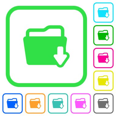 Beyaz arka plan üzerinde eğri sınırları klasör canlı renkli düz simgeler İndir