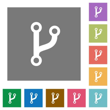 Çatal düz simgeler basit renkli kare arka planlar üzerinde kod