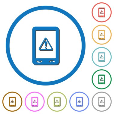 Mobil veri trafiği düz renk vektör simgeler beyaz arka plan üzerinde yuvarlak özetliyor gölgelerde ile