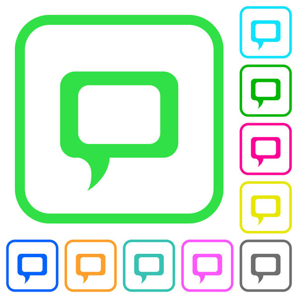 Empty comment bubble vivid colored flat icons in curved borders on white background