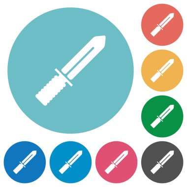 Yuvarlak renkli arka planlar üzerinde bıçak düz beyaz simgeler