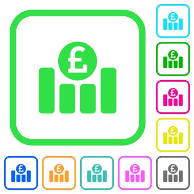 Beyaz arka plan üzerinde eğri sınırları içinde düz simgeler Lirası mali grafik canlı renkte