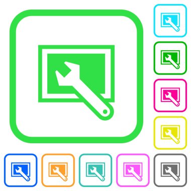 Ekran ayarları canlı renkli düz simgeler beyaz arka plan üzerinde eğri sınırları içinde