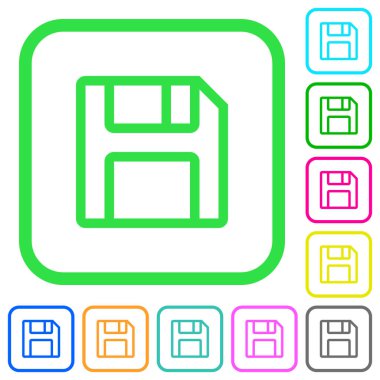 Disket sembolü canlı renkli düz simgeler beyaz arka plan üzerinde eğri sınırların kaydederken