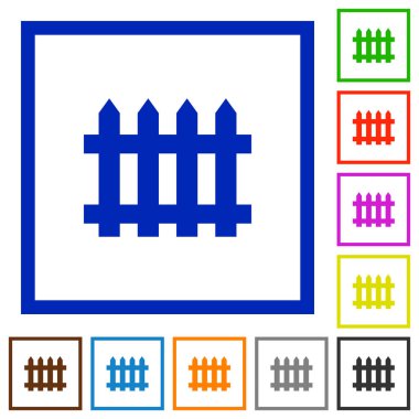 Kare kare beyaz arka plan üzerinde çit düz renk simgeleri