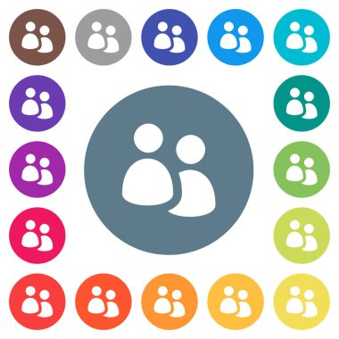 Kullanıcı grubu düz beyaz simgeleri yuvarlak renkli arka planlar. 17 arka plan renk değişimleri dahil.