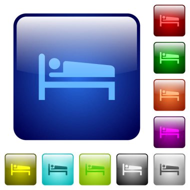 Yuvarlatılmış kare renk parlak düğme kümesi adam simgeleri uyku