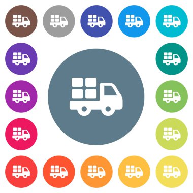 Yuvarlak renkli arka planlar üzerinde düz beyaz simgeler taşıma. 17 arka plan renk değişimleri dahil.