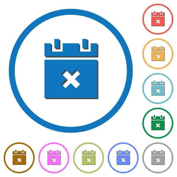 Zamanlama düz renk vektör simgeler beyaz arka plan üzerinde yuvarlak özetliyor gölgelerde ile iptal