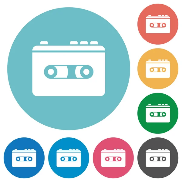 Vintage Retro Walkman Flat White Icons Color Backgrounds — Stock Vector