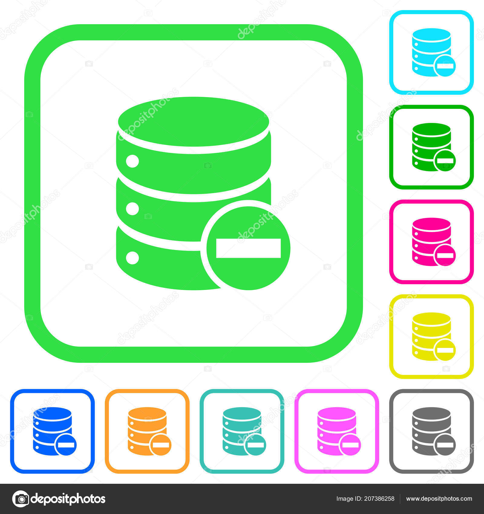 Remove Database Vivid Colored Flat Icons Curved Borders White ...
