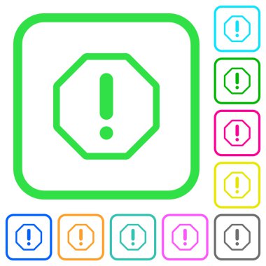 Hata işareti canlı renkli düz simgeler beyaz arka plan üzerinde eğri sınırları içinde sekizgen şeklinde