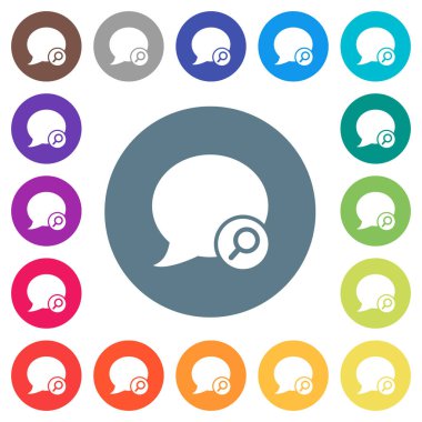 Blog yorum yuvarlak renkli arka planlar üzerinde düz beyaz simgeler bulmak. 17 arka plan renk değişimleri dahil.