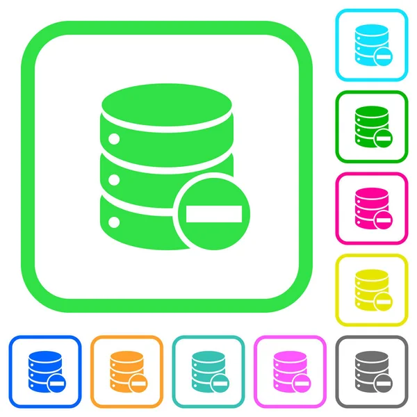 Eliminar Base Datos Iconos Planos Colores Vivos Bordes Curvos Sobre — Vector de stock