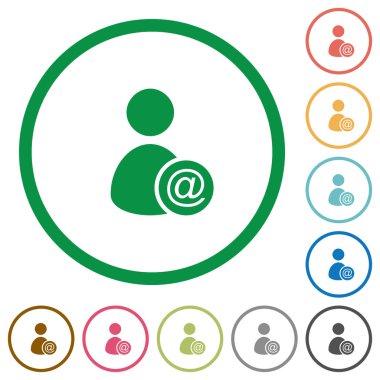 Kullanıcı veri göndermek e-posta olarak düz renk simgeleri beyaz arka plan üzerinde yuvarlak özetliyor