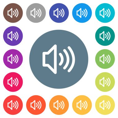 Düz beyaz simgeleri yuvarlak renkli arka planlar. 17 arka plan renk değişimleri dahil.