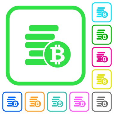 Beyaz arka plan üzerinde eğri sınırları Bitcoins canlı renkli düz simgeler