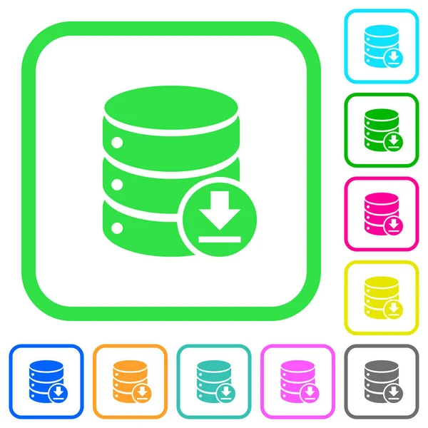 Base Datos Copia Seguridad Iconos Planos Colores Vivos Bordes Curvos — Vector de stock