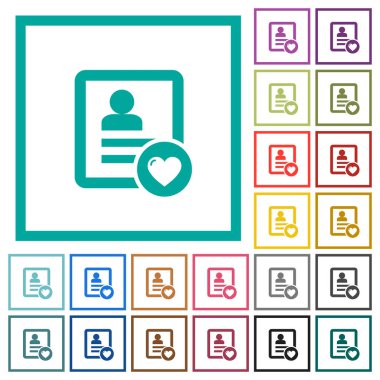 En sevdiğim kişi düz renk simgeleri beyaz arka plan üzerinde çeyreği çerçeveli