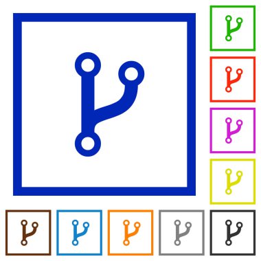 Çatal düz renk simgeleri beyaz arka plan üzerinde kare kare kod