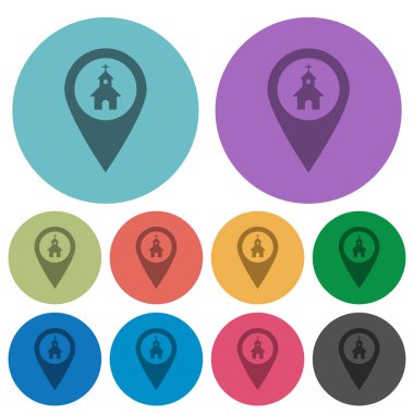 Kilise Gps harita konumu daha koyu düz simgeleri renk arka plan yuvarlak