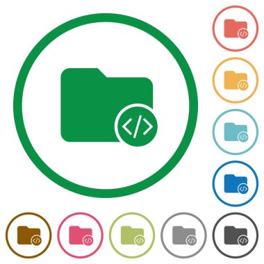 Kaynak kodu Dizin düz renk simgeleri özetliyor beyaz arka plan üzerinde yuvarlak