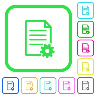 Kurulum canlı renkli düz simgeler beyaz arka plan üzerinde eğri sınırları içinde belge