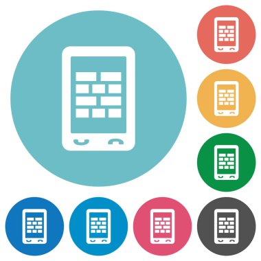 Mobil güvenlik duvarı düz beyaz simgeleri yuvarlak renkli arka planlar