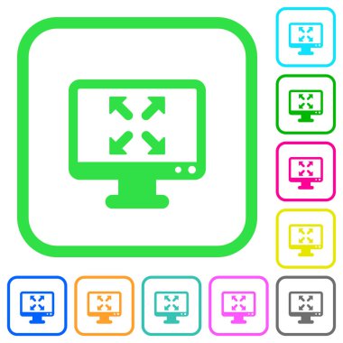 Tam ekran görünümü canlı renkli düz simgeler beyaz zemin üzerine eğik kenarlık değiştirme