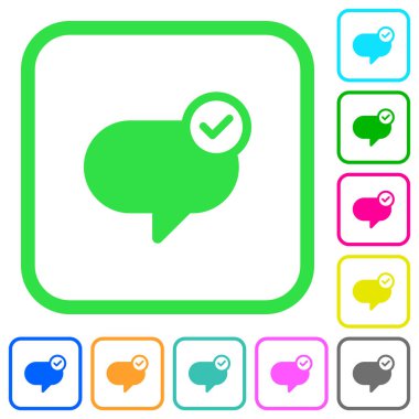 Beyaz arka plan üzerinde eğri sınırları içinde canlı renkli düz simgeler mesaj gönderdi