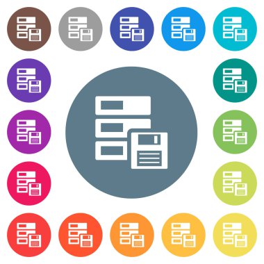 Veri yuvarlak renkli arka planlar üzerinde düz beyaz kutsal kişilerin resmi sırt. 17 arka plan renk değişimleri dahil.