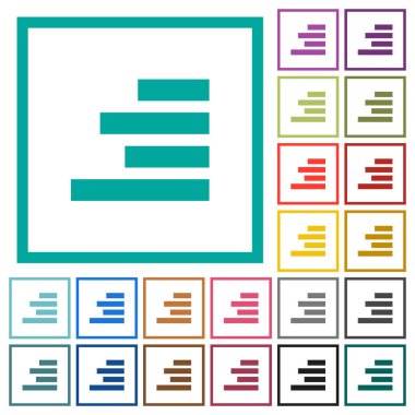 Metni hizalama değil düz renk simgeleri beyaz arka plan üzerinde çeyreği çerçevelerle