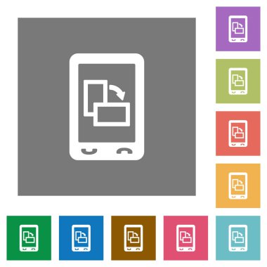 Değişimi mobil basit renkli kare arka planlar üzerinde yönlendirme düz simgeler görüntüler