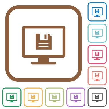 Görüntü ayarlarını basit simgeler renkli kare kare beyaz arka plan üzerinde yuvarlanır.