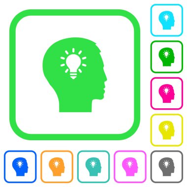 Beyaz arka plan üzerinde eğri sınırları fikir canlı renkli düz simgeler