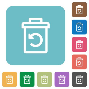 Renkli yuvarlak kare arkaplan üzerindeki beyaz düz simgeleri sil